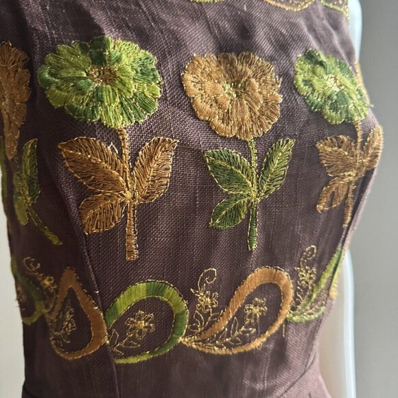 Vintage Waschek Wien Austria Embroidered Sheath Dress S - Picture 3 of 9